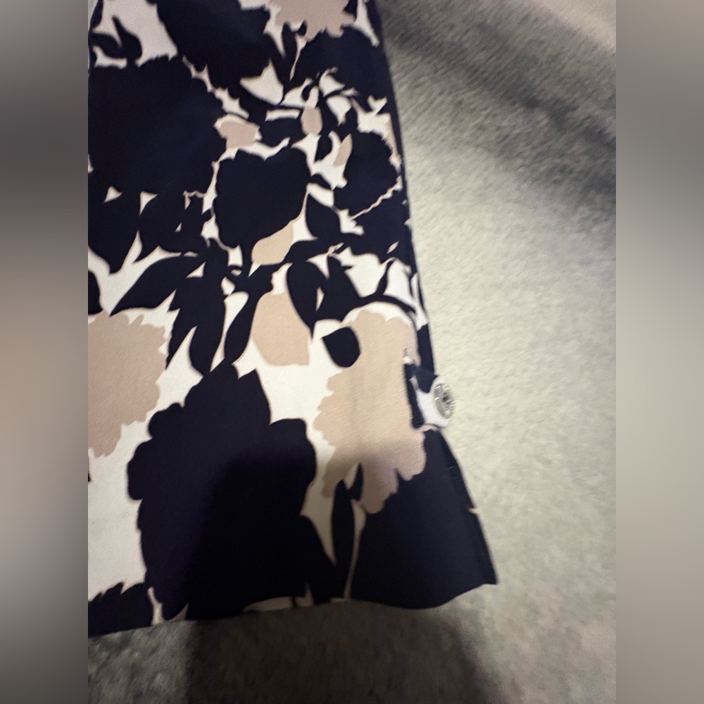 (A2) Rafaella Comfort Capri Pants‎ Navy Blue Floral Pull On Stretch Cropped 10 - Picture 4 of 6